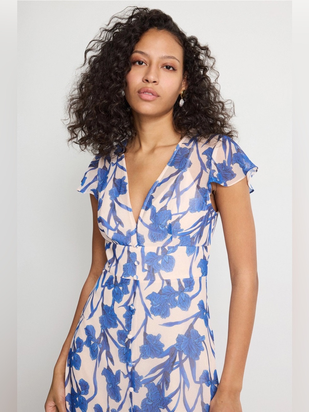 Hutch Nia Floral Dress size 6 Blue Floral V-Neck Maxi Dress - Women - Picture 5 of 15